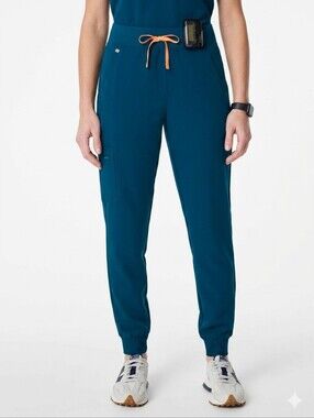 FIGS Deep Reef Zamora High Waisted Jogger Scrub Pants Orange Drawstring Small